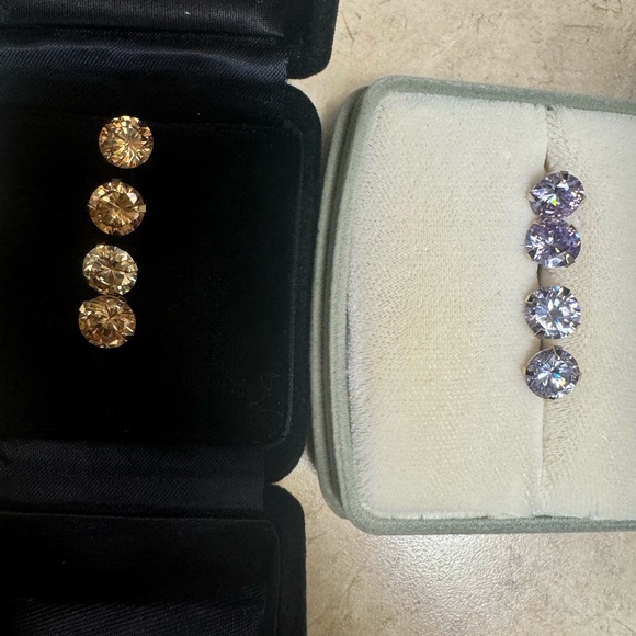 K18 Japan Gold Amethyst Stud Earrings in Silicone lock 10mm - Picture 3 of 8